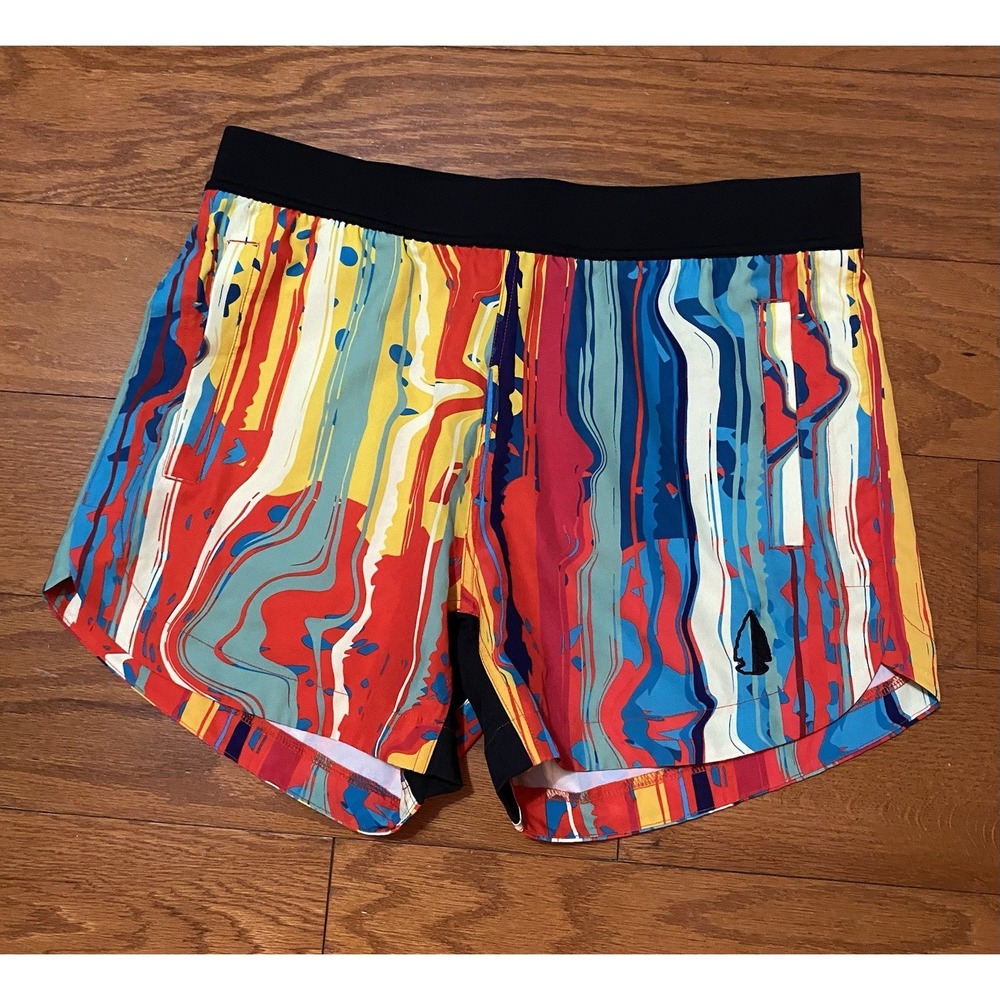 Tachuntfish Shorts Mens Large Multicolor Trippy Psychedelic Drawstring Pocket
